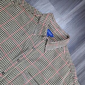 Vintage J Crew Shirt Men Large Oarsman Glen Check 100% Cotton Houndstooth Cotton